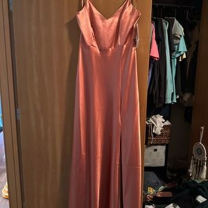 Birdy gray bridesmaid dress terracotta satin